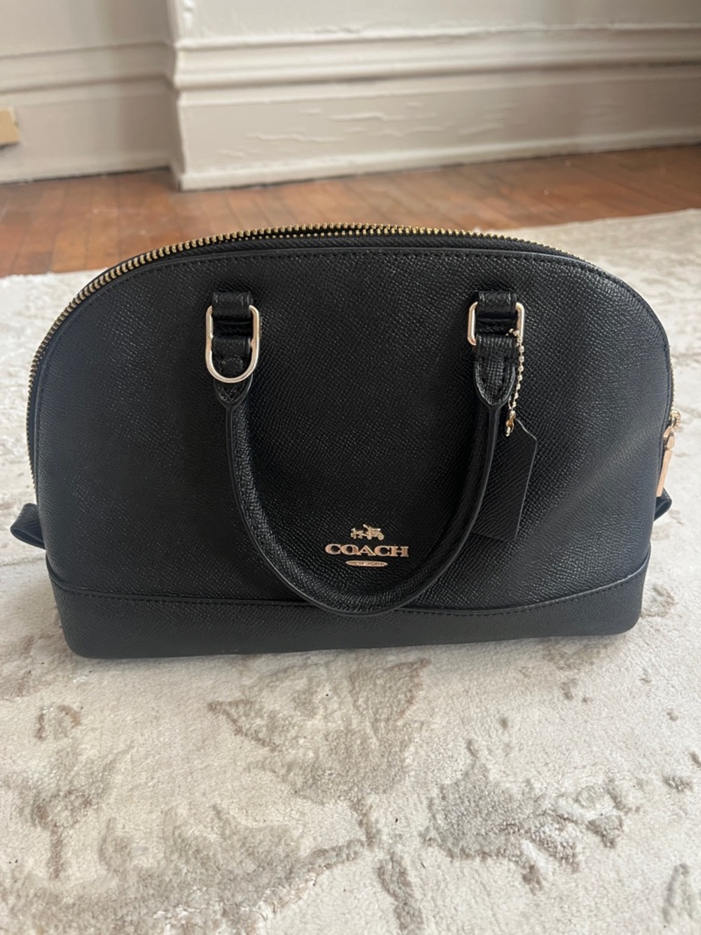 Coach Black Dome Satchel with Gold Accent Hardware